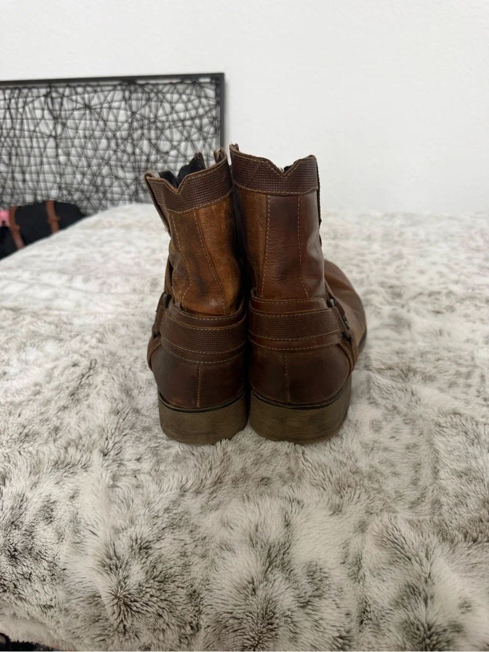Brown Leather Harness Boots - Men
